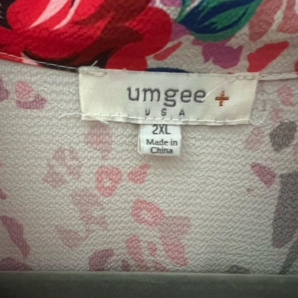 Umgee USA 2XL Linen Blend Boho Mixed Print Tunic Top Floral & Animal Print - Picture 2 of 4